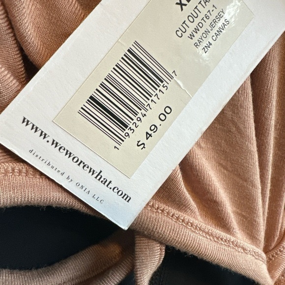 We Wore What NWT CUT OUT RAYON JERSEY TANK in Tan/ Beige Sz XL - Picture 3 of 3